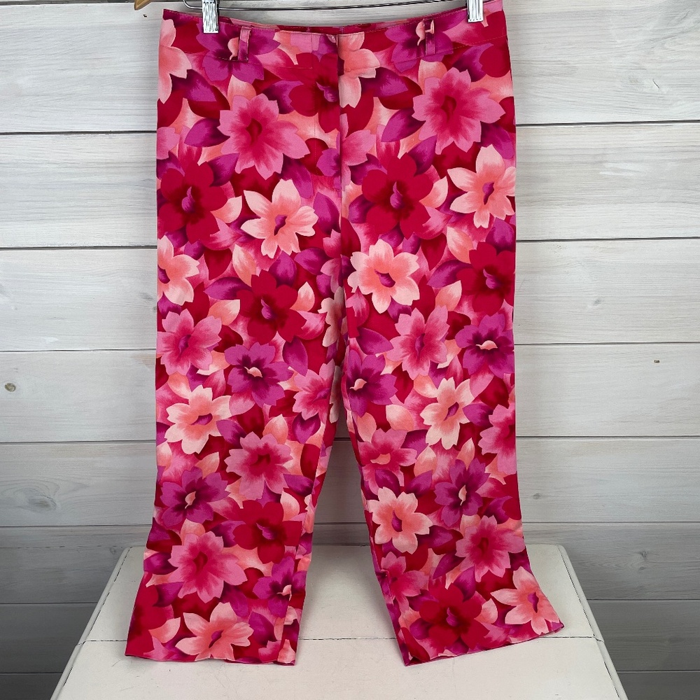 Worthington Petite Pink Floral Capri Dress Pants Womens Size 8/10 ?? NO TAG